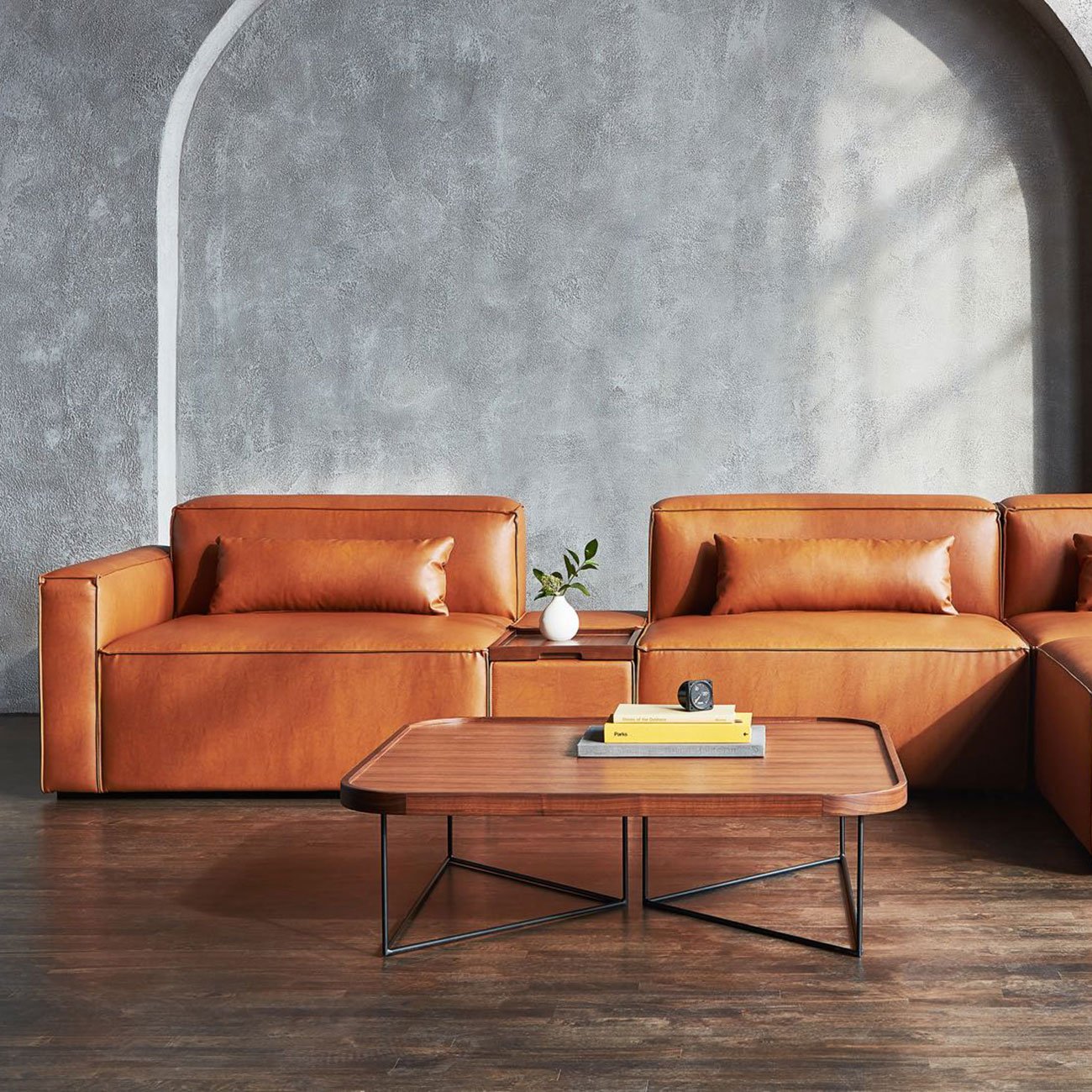 Leather couch with coffee table from Stylegarage